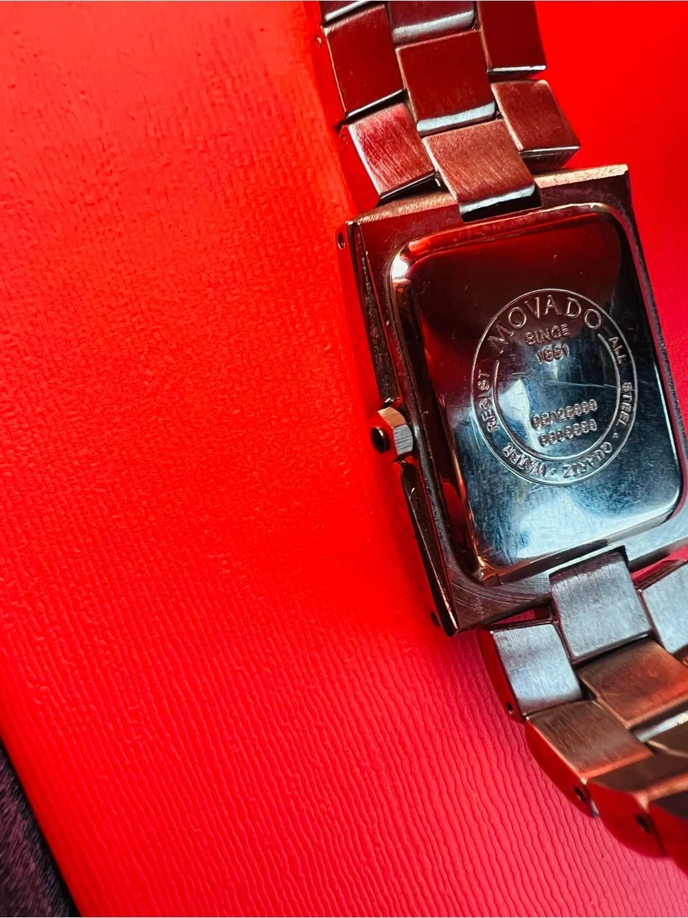 Movado Eliro 21mm Silver-Tone Rectangular Watch with Sunburst Dial
